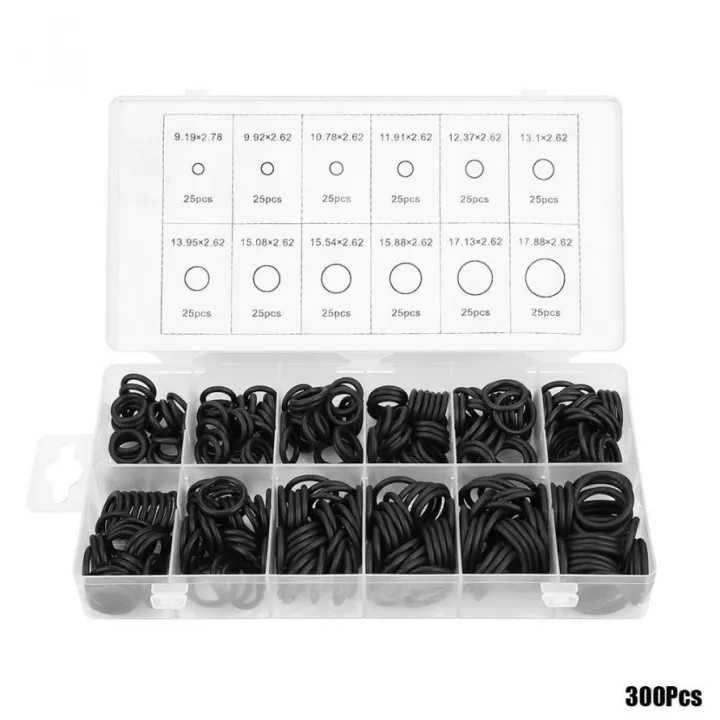 300pcs 12 Sizes Bl k O- g Assortment Set Seal Gasket Universal Rubber O Kit
