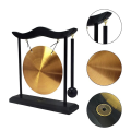 Mini Desktop Gong Table Wind Chime Percussion Instrument Cymbals Gongs with Mallet for Home Decor Housewarm Gift-A Easy Install. 