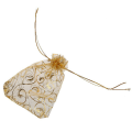 200Pcs 10X15cm Eyelash Printed Gold Organza Bags Jewelry Pouch Bags Organza Drawstring Pouches for Wedding Gift Bags. 