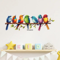 Paper to wallpaper living room cartoon branch bird wall sticker background decoration creative animal paste S369. 