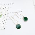 Korean Green Circle Earrings Women Classic Round Earing. 