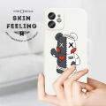 Hontinga for Redmi Note 9S Case Side Design Cartoon Bandage Bear Back Cover Soft Square Edge Pattern Liquid Silicone Phone Cases. 