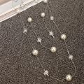 Woman's Camellia Flower Pendant Long Pearl Necklace For Woman Gift Multiple Ways of Wearing Sweater Chain Jewelry. 