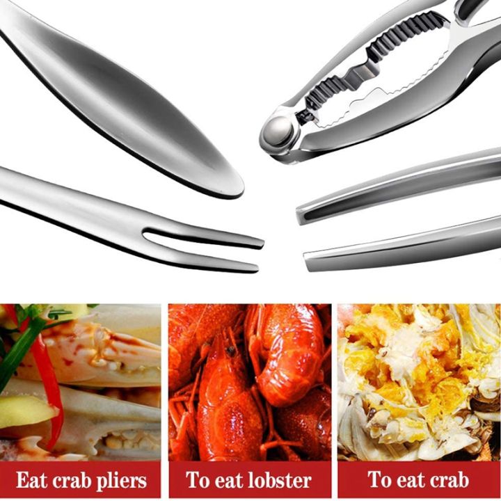 OYPFXMI 6Pcs Seafood Tools Set Including 2 Forks 2 Lobster Crackers Nut Cracker ,Crab Crackersand 2 Lobster Crab Mallets