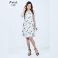Privi Women's Fashion Printed Dress Casual Long Sleeve Midi Dress. 