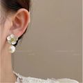 Enacolor Luxury Crystal Pearl Flower Earrings for Women Female Jewelry Party Accessories New 2024. 