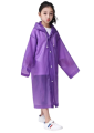 Kids Boy Girl See Through EVA Raincoat Long Hooded Rain Cover Outdoor Rainwear. 