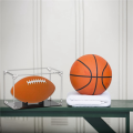 Football Display Case Acrylic Football Holder with Lid and Black Base Clear Football Boxes with Ball Holder. 