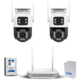 6MP Dual Lens PTZ Outdoor 2 Camera Pack with NVR, Hard Disk, Power Supply Full Wireless Camera Package (code:1052a). 