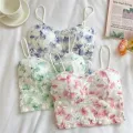 Floral Corset Vest Adjustable Sweet Lace Crop Top Mesh Tube Top for Casual Evening Out Summer Wear Apparel Young Adults. 