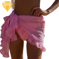 Casual Beach Skirt Lace-up Ruffle Trim Beach Skirt Swim Cover Up for Women Sunscreen Washable Solid Color Casual Bikini Cover Up Perfect for Summer Fun. 