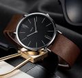 New Luxury Fashionable Design Leather Band Quartz Analog Wrist Watch For Men Gents Boys - Black Brown White TecZone LK. 