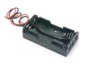 Plastic 3V double dual 2 AA battery cell holder box case compartment with wire leads. 
