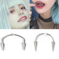 【Pumba】Stainless steel C-bar smile lip nail tiger tooth nail titanium steel zombie tooth lip tie nail vampire piercing jewelry. 