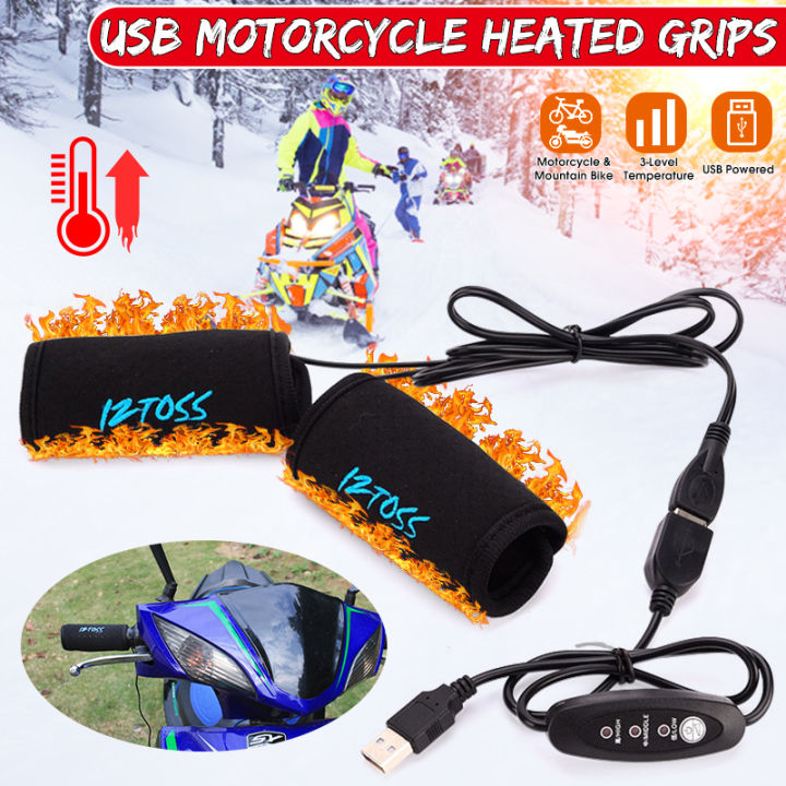 DROW Motors DC 5V USB Plug Heating Grips With Temperature Control Switches Motorcycles Handlebar Electric Motorcycles Handlebar