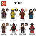 G0176 Marvel X-Men Wolverine Anime Building Blocks Deadpool Gambit Kimiko Action Figure Accessories Models Bricks Toys For Kids 8pcs/set. 