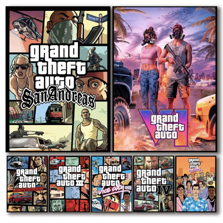 A4 Sized Poster GTA Gaming Grand Theft Auto Wall Posters for Girls and Boys