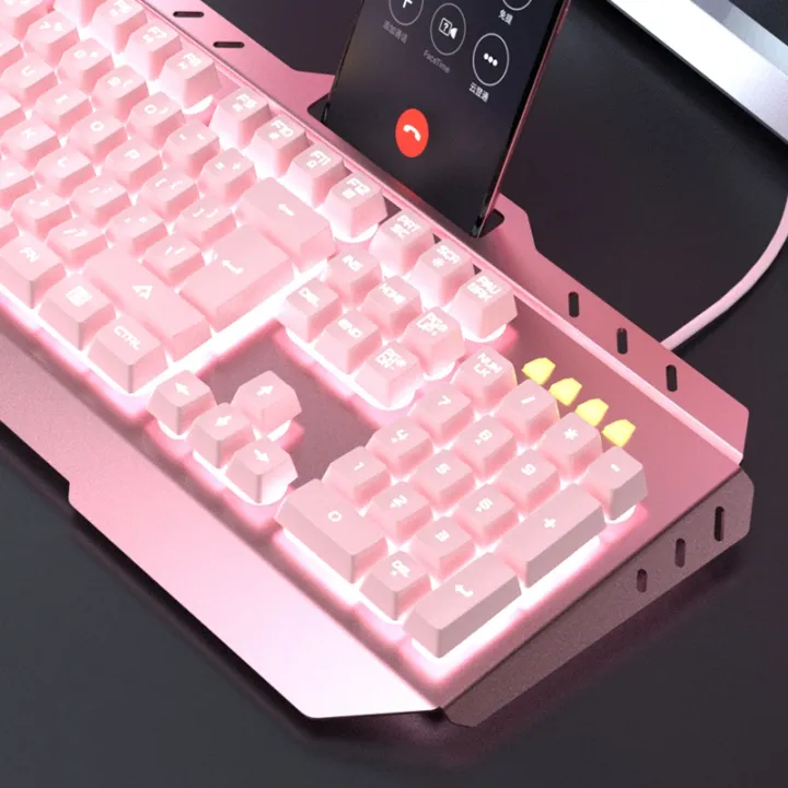 Pink%20Purple%20Gaming%20Keyboard%20and%20Mouse%20Set%20Mechanical%20Feel%20Girl%20Cute%20USB%20Wired%20keybord%20With%20white%20LED%20Light%20backlit%20key%20board%20membrane%20external%20For%20PC%20Laptop%20Computer%20-%20Image%204