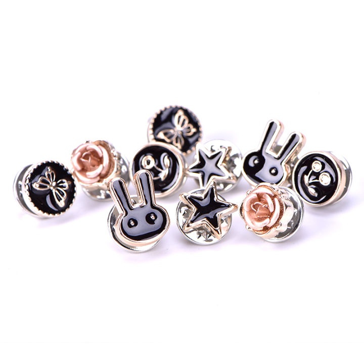 10Pcs/Set Mini Pearl Flower Crystal Brooch Buttons Suit Shirt Lapel Collar Pins Encounter