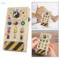 Lights Switch Busy Board Montessori Toy Button Busy Board Kids Wooden Control Panel Kids Toy Activity Sensory Board for Toddlers 1 2 3 Year Old. 