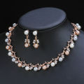 [Baofan.Flower] New Light Luxury European and American Niche Design Retro Fashion Pearl Necklace Two-Piece Earrings Set. 