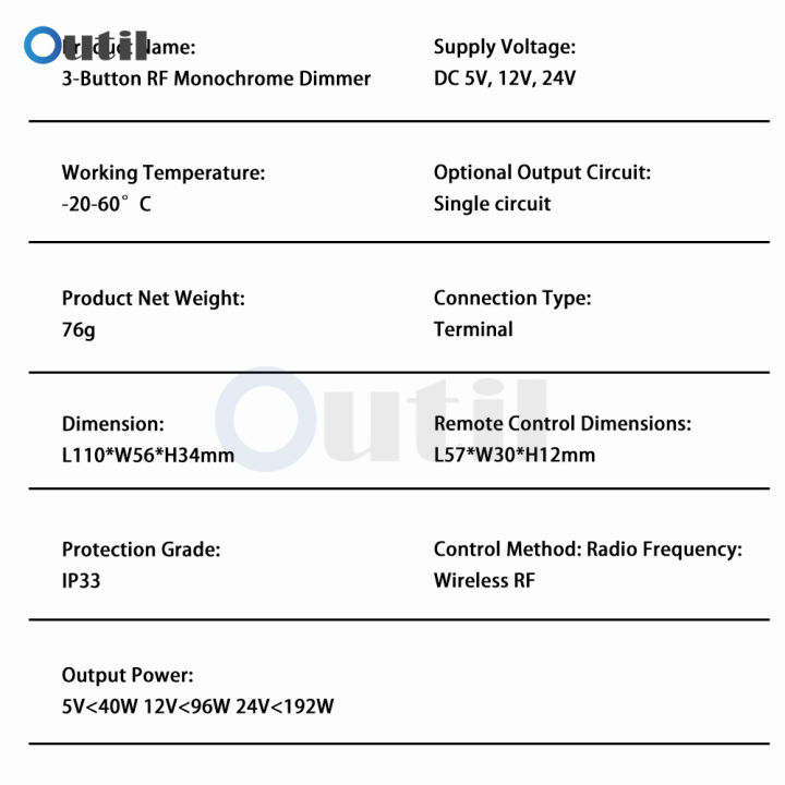 Led%20Single%20Color%20Dimmer%203key%20Rf%20Remote%20Control%20Wireless%20Led%20Controller%20Dc%2012v%2024v%208a%20With%20433mhz%20Remote%20Control%20For%20Led%20Strip%20-%20Image%203