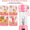 Portable Blender for Shakes and Smoothies Rechargeable USB 380Ml Traveling Fruit Juicer Cup with 6 Blades. 