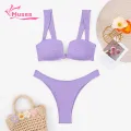 Muses Mall Quick Dry Swimwear Stylish 2-piece High Waist Bikini Set for Women Quick Dry Beachwear Swimsuit for Summer Vacation Backless Elastic Design Women Bikini. 