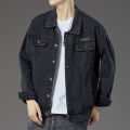 Smoky Gray Vintage Denim Jacket Men 2024 New Simple Trendy Loose All-Matching Work Clothes Denim Jacket. 