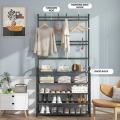 5 Layer Cloth Rack with Shoe Hanger Clothes Garment Storage Organizer Over-the-Door Space Saver for Home Bedroom. 