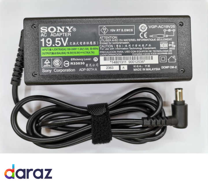 Sony Laptop Charger power Adapter Sony VAIO High Quality - 19.5V 4.70A 90W   6.5*4.4mm