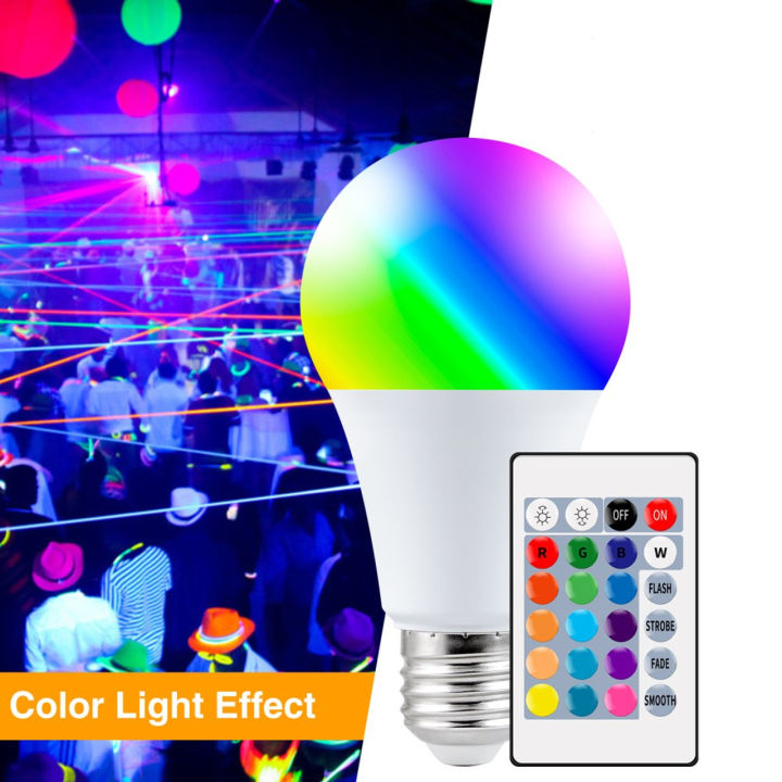 RGB 16 Color Changing Remote Controlled LED Light Bulb 9W E27