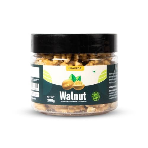 Upaveda Walnuts 200g | Rich in Protein & Iron | Low Calorie Nut | 0g Trans Fat & Cholesterol Free (FROM INDIA)SAB