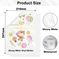 10 Sheets Self Adhesive Vinyl Sticker Paper A4 Size Transaprent Matte Glossy Holographic Paper Sticker For Inkjet Printer. 