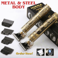 METAL & STEEL BODY Vintage T9 Hair Trimmer Metal Body Hair Cutting Machine Men's Electric Shaver Rechargeable Hair Trimmer Beard Clipper Barber Hair Cut. 