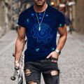 2023 New AI Technology Illustration Men's Creative Men's T-shirt Short Sleeve 3D Top Oversized Breathable Punk T-shirt. 