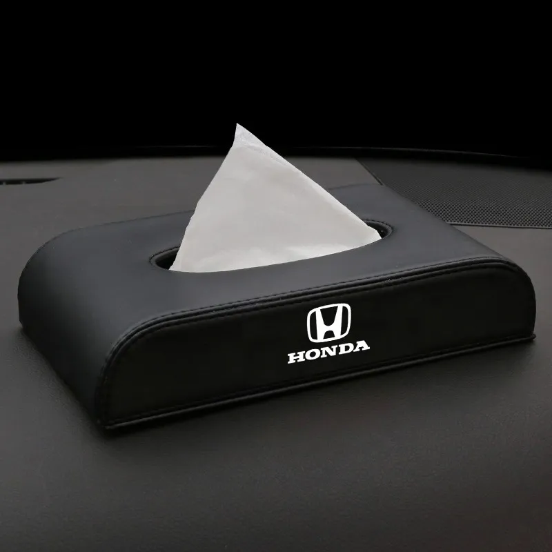 High quality Leather Car Tissue Box Holder For Honda logo CITY