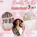 Bride To Be Decoration Set 3in 1 Bridal Shower Decorations Luxury Bundle Package Bachelorette Party Supplies, Foil balloon set, Sash, Tiara Crown. 