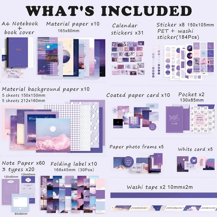 Aesthetic%20Scrapbook%20Kit(348Pcs),%20Junk%20Journal%20Kit%20with%20Journaling/Scrapbooking%20Supplies,%20Stationery%20-%20Image%203