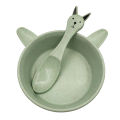 durableNew With bowl + spoon product wheat cartoon can DDF] 2P [3D41DCS/SET Infant feeding food ear love children's dishes baby meal. 