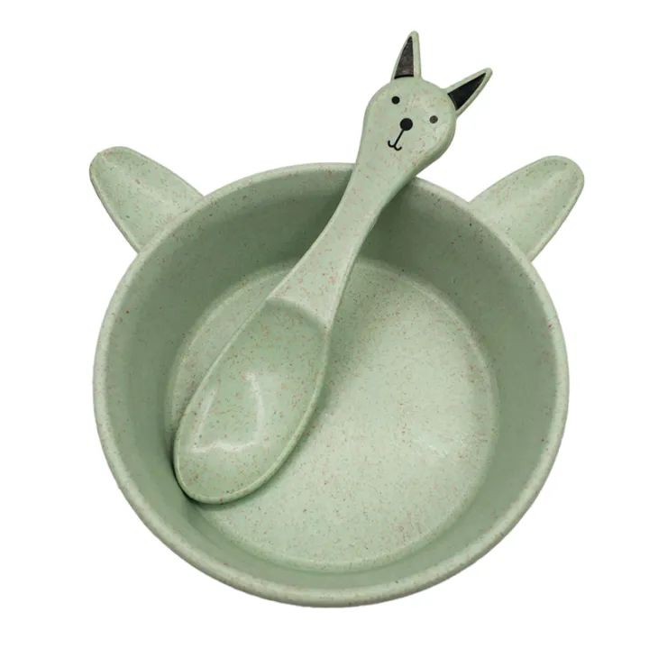 durableNew%20With%20bowl%20+%20spoon%20product%20wheat%20cartoon%20can%20DDF%5D%202P%20%5B3D41DCS/SET%20Infant%20feeding%20food%20ear%20love%20children's%20dishes%20baby%20meal%20-%20Image%202