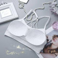 Women Shoulder Strap Non-wired Bra Underwear Tube Top Sports Bras Girls with Chest Pad. 