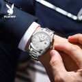 PLAYBOY Men's Watch Waterproof 2023 Latest Luminous Quartz Movement Stainless Steel Strap Calendar Casual Business Style 3301. 