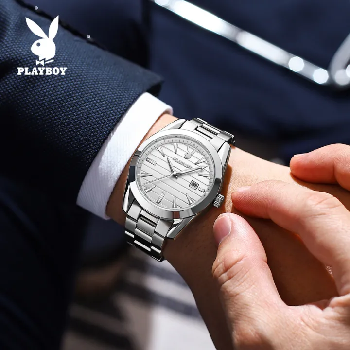 PLAYBOY%20Men's%20Watch%20Waterproof%202023%20Latest%20Luminous%20Quartz%20Movement%20Stainless%20Steel%20Strap%20Calendar%20Casual%20Business%20Style%203301%20-%20Image%202