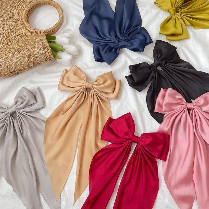 Korean%20Style%20Hair%20Clip%20Elegant%20Silk%20Satin%20Oversize%20Bow%20Hairpin%20Ribbon%20Hair%20Clip%20Bow%20Spring%20Clips%20For%20Woman%20Girls%20Hair%20Accessories%20-%20Image%203
