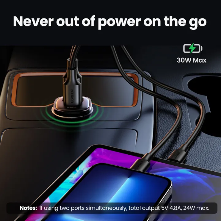 UGREEN%20USB%20Car%20Charger%2030W%20Quick%20Charge%204.0%20QC4.0%20QC3.0%20PD%20Type%20C%20Fast%20Car%20USB%20Charger%20For%20iPhone%20Xiaomi%20Samsung%20Google%20-%20Image%206