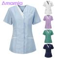 V-neck Design Nurse Tops Women's V-neck Nurse Scrub Tops with Pockets Stylish Patchwork Color Nursing Uniforms for Work Short Sleeve Overalls Workwear Nurse Uniform. 