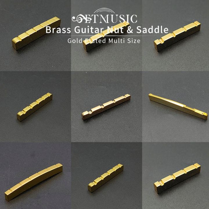 4/5/6 String Brass Nut and Saddle String Multi Size Brass Gold Plated for Electric Guitar, Acoustic Guitar, Bass Guitar Parts