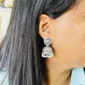 BOOM Gold, Silver, Black color cute jimmiky drop earring with white and black pearl and white stone for girl and women. 