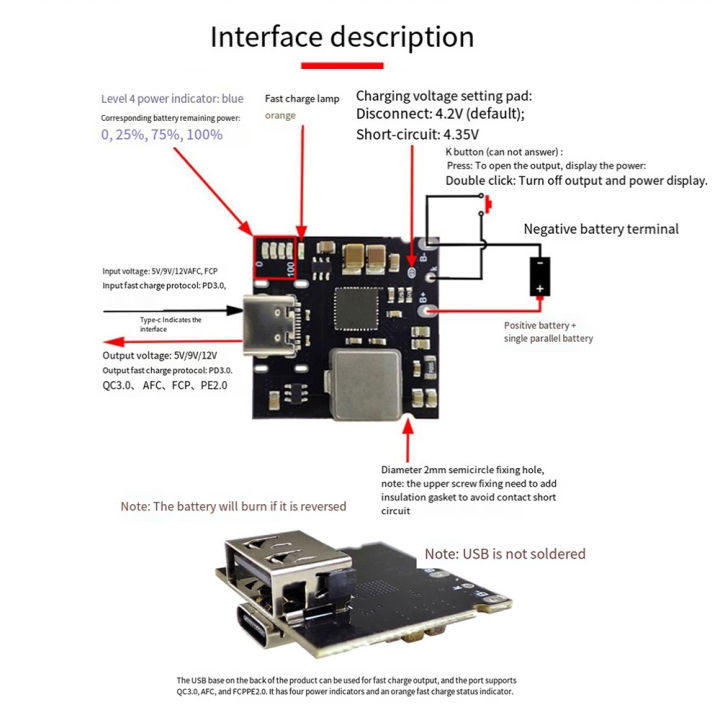 Type-C Usb 5v Boost Converter Step-Up Power Module Lithium Charging ...